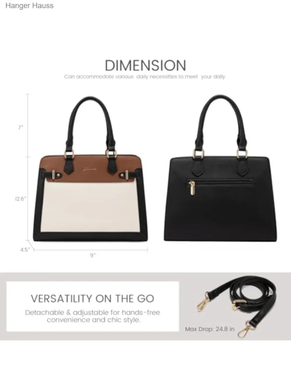 PU Leather Satchel Tote Shoulder Handbag Women